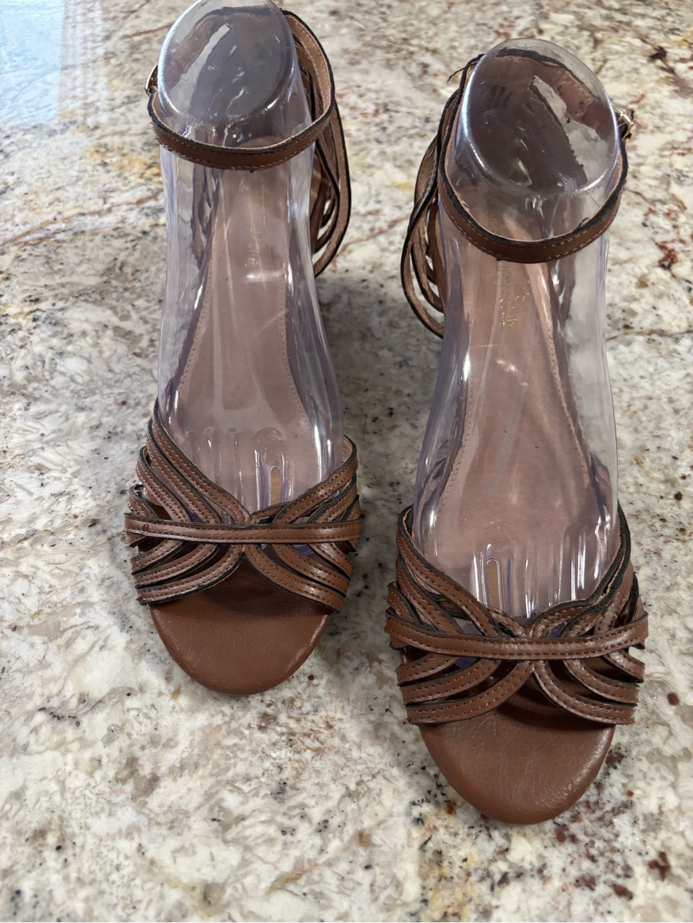 Montego Bay Club Brown Strappy Ankle-Wrap Heels